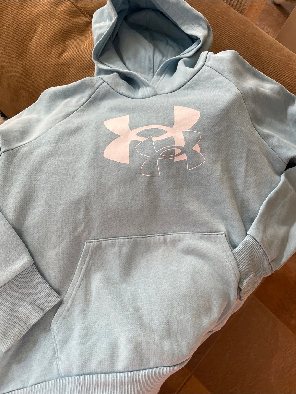 Under Armour Light Blue Kids Hoodie with White Logo